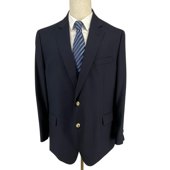 NWT Stafford Executive Classic Fit Blazer Navy Wool Men 48 REG Gold‎ Buttons - Picture 2 of 14